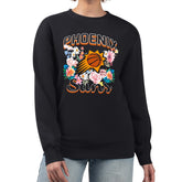 Black Phoenix Suns G-III 4Her by Carl Banks Women's Flowers Team Logo Graphic Fleece Crewneck Pullover Sweatshirt | NBA