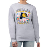 Heather Gray Indiana Pacers G-III 4Her by Carl Banks Women's Flowers Team Logo Graphic Fleece Crewneck Pullover Sweatshirt | NBA