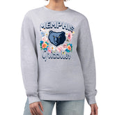 Heather Gray Memphis Grizzlies G-III 4Her by Carl Banks Women's Flowers Team Logo Graphic Fleece Crewneck Pullover Sweatshirt | NBA