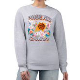Heather Gray Phoenix Suns G-III 4Her by Carl Banks Women's Flowers Team Logo Graphic Fleece Crewneck Pullover Sweatshirt | NBA