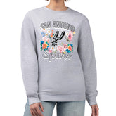 Heather Gray San Antonio Spurs G-III 4Her by Carl Banks Women's Flowers Team Logo Graphic Fleece Crewneck Pullover Sweatshirt | NBA