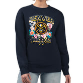 Navy Denver Nuggets G-III 4Her by Carl Banks Women's Flowers Team Logo Graphic Fleece Crewneck Pullover Sweatshirt sale | NBA