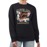 Black Cleveland Cavaliers G-III 4Her by Carl Banks Women's Flowers Team Logo Graphic Fleece Crewneck Pullover Sweatshirt sale | NBA
