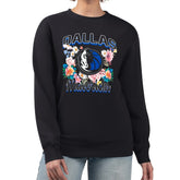 Black Dallas Mavericks G-III 4Her by Carl Banks Women's Flowers Team Logo Graphic Fleece Crewneck Pullover Sweatshirt sale | NBA