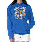Blue New York Knicks G-III 4Her by Carl Banks Women's Flowers Team Logo Graphic Fleece Pullover Hoodie | NBA