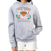 Heather Gray New York Knicks G-III 4Her by Carl Banks Women's Flowers Team Logo Graphic Fleece Pullover Hoodie | NBA