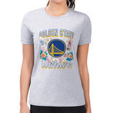 Heather Gray Golden State Warriors G-III 4Her by Carl Banks Women's Super-Slim Fit Lightweight Flowers Team Logo Graphic T-Shirt sale | NBA