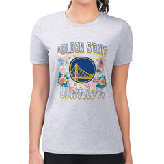Heather Gray Golden State Warriors G-III 4Her by Carl Banks Women's Super-Slim Fit Lightweight Flowers Team Logo Graphic T-Shirt sale | NBA