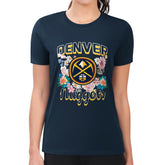 Navy Denver Nuggets G-III 4Her by Carl Banks Women's Super-Slim Fit Lightweight Flowers Team Logo Graphic T-Shirt sale | NBA
