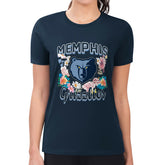 Navy Memphis Grizzlies G-III 4Her by Carl Banks Women's Super-Slim Fit Lightweight Flowers Team Logo Graphic T-Shirt | NBA