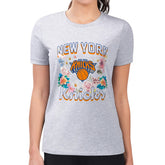 Heather Gray New York Knicks G-III 4Her by Carl Banks Women's Super-Slim Fit Lightweight Flowers Team Logo Graphic T-Shirt | NBA