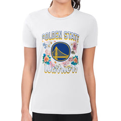 White Golden State Warriors G-III 4Her by Carl Banks Women's Super-Slim Fit Lightweight Flowers Team Logo Graphic T-Shirt sale | NBA