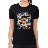 Black Los Angeles Lakers G-III 4Her by Carl Banks Women's Super-Slim Fit Lightweight Flowers Team Logo Graphic T-Shirt | NBA