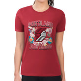 Red Portland Trail Blazers G-III 4Her by Carl Banks Women's Super-Slim Fit Lightweight Flowers Team Logo Graphic T-Shirt | NBA