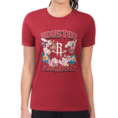 Red Houston Rockets G-III 4Her by Carl Banks Women's Super-Slim Fit Lightweight Flowers Team Logo Graphic T-Shirt | NBA