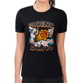 Black Phoenix Suns G-III 4Her by Carl Banks Women's Super-Slim Fit Lightweight Flowers Team Logo Graphic T-Shirt | NBA