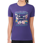 Purple Charlotte Hornets G-III 4Her by Carl Banks Women's Super-Slim Fit Lightweight Flowers Team Logo Graphic T-Shirt | NBA