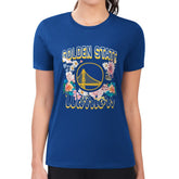 Royal Golden State Warriors G-III 4Her by Carl Banks Women's Super-Slim Fit Lightweight Flowers Team Logo Graphic T-Shirt sale | NBA
