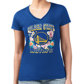 Royal Golden State Warriors G-III 4Her by Carl Banks Women's Super-Slim Fit Lightweight Flowers Team Logo Graphic V-Neck T-Shirt sale | NBA