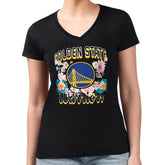 Black Golden State Warriors G-III 4Her by Carl Banks Women's Super-Slim Fit Lightweight Flowers Team Logo Graphic V-Neck T-Shirt sale | NBA