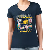 Navy Indiana Pacers G-III 4Her by Carl Banks Women's Super-Slim Fit Lightweight Flowers Team Logo Graphic V-Neck T-Shirt | NBA