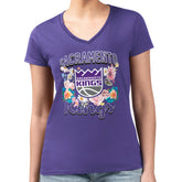 Purple Sacramento Kings G-III 4Her by Carl Banks Women's Super-Slim Fit Lightweight Flowers Team Logo Graphic V-Neck T-Shirt | NBA