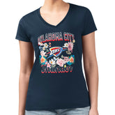 Navy Oklahoma City Thunder G-III 4Her by Carl Banks Women's Super-Slim Fit Lightweight Flowers Team Logo Graphic V-Neck T-Shirt | NBA