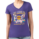 Purple Los Angeles Lakers G-III 4Her by Carl Banks Women's Super-Slim Fit Lightweight Flowers Team Logo Graphic V-Neck T-Shirt | NBA
