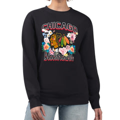 Chicago Blackhawks G-III 4Her by Carl Banks Women's Flower Logo Pullover Sweatshirt - NHL Sweatshirts