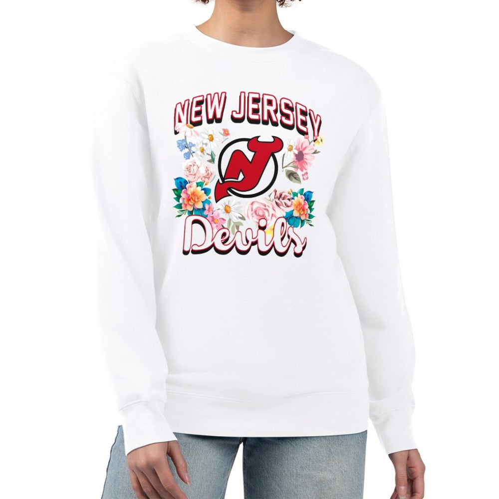 New Jersey Devils G-III 4Her by Carl Banks Women's Flower Logo Pullover Sweatshirt - NHL Sweatshirts