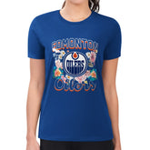 Edmonton Oilers G-III 4Her by Carl Banks Women's Super-Slim Fit Lightweight Flower Logo T-Shirt - NHL T-shirts