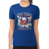 New York Islanders G-III 4Her by Carl Banks Women's Super-Slim Fit Lightweight Flower Logo T-Shirt - NHL T-shirts