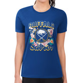 Buffalo Sabres G-III 4Her by Carl Banks Women's Super-Slim Fit Lightweight Flower Logo T-Shirt - NHL T-shirts