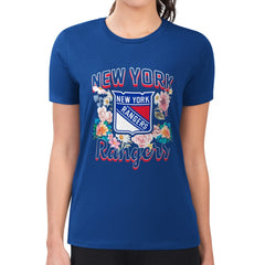 New York Rangers G-III 4Her by Carl Banks Women's Super-Slim Fit Lightweight Flower Logo T-Shirt - NHL T-shirts