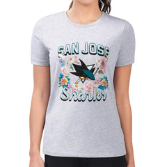 San Jose Sharks G-III 4Her by Carl Banks Women's Super-Slim Fit Lightweight Flower Logo T-Shirt - NHL T-shirts