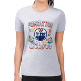 Edmonton Oilers G-III 4Her by Carl Banks Women's Super-Slim Fit Lightweight Flower Logo T-Shirt - NHL T-shirts
