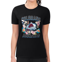 Colorado Avalanche G-III 4Her by Carl Banks Women's Super-Slim Fit Lightweight Flower Logo T-Shirt - NHL T-shirts
