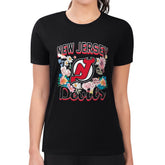 New Jersey Devils G-III 4Her by Carl Banks Women's Super-Slim Fit Lightweight Flower Logo T-Shirt - NHL T-shirts