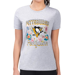 Pittsburgh Penguins G-III 4Her by Carl Banks Women's Super-Slim Fit Lightweight Flower Logo T-Shirt - NHL T-shirts