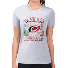 Carolina Hurricanes G-III 4Her by Carl Banks Women's Super-Slim Fit Lightweight Flower Logo T-Shirt - NHL T-shirts