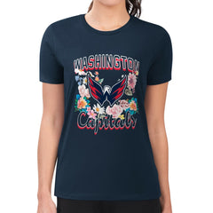 Washington Capitals G-III 4Her by Carl Banks Women's Super-Slim Fit Lightweight Flower Logo T-Shirt - NHL T-shirts