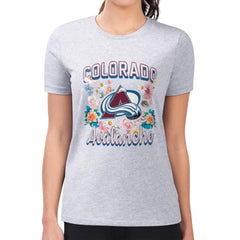 Colorado Avalanche G-III 4Her by Carl Banks Women's Super-Slim Fit Lightweight Flower Logo T-Shirt - NHL T-shirts