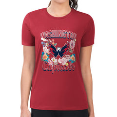 Washington Capitals G-III 4Her by Carl Banks Women's Super-Slim Fit Lightweight Flower Logo T-Shirt - NHL T-shirts