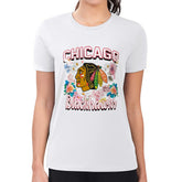 Chicago Blackhawks G-III 4Her by Carl Banks Women's Super-Slim Fit Lightweight Flower Logo T-Shirt - NHL T-shirts
