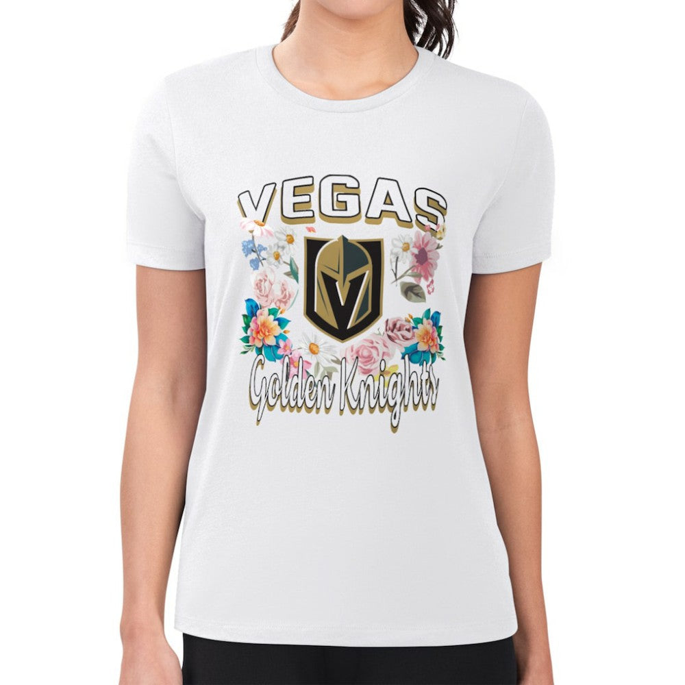 Vegas Golden Knights G-III 4Her by Carl Banks Women's Super-Slim Fit Lightweight Flower Logo T-Shirt - NHL T-shirts