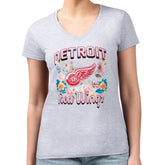 Detroit Red Wings G-III 4Her by Carl Banks Women's Super-Slim Fit Lightweight Flower Logo V-Neck T-Shirt - NHL T-shirts