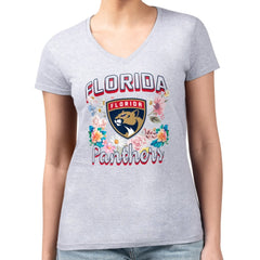 Florida Panthers G-III 4Her by Carl Banks Women's Super-Slim Fit Lightweight Flower Logo V-Neck T-Shirt - NHL T-shirts