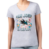 San Jose Sharks G-III 4Her by Carl Banks Women's Super-Slim Fit Lightweight Flower Logo V-Neck T-Shirt - NHL T-shirts