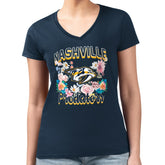 Nashville Predators G-III 4Her by Carl Banks Women's Super-Slim Fit Lightweight Flower Logo V-Neck T-Shirt - NHL T-shirts