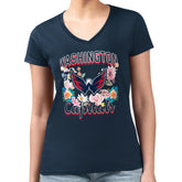 Washington Capitals G-III 4Her by Carl Banks Women's Super-Slim Fit Lightweight Flower Logo V-Neck T-Shirt - NHL T-shirts